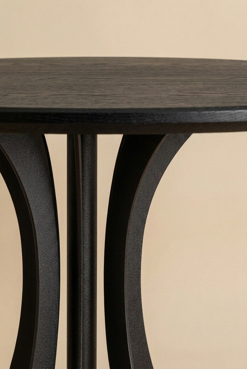 Fibonacci Table - Black steel and solid wood