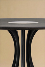Fibonacci Table - Black steel and solid wood with Arabescato marble insert