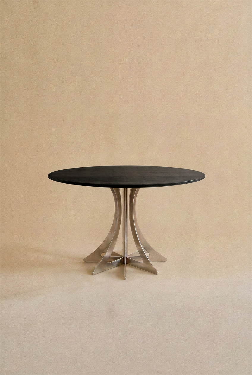 Fibonacci Table - Stainless Steel and Solid Wood
