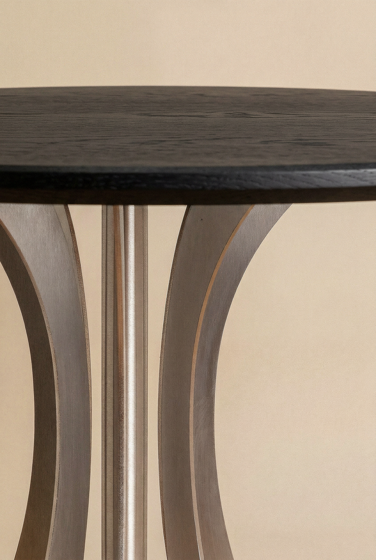 Fibonacci Table - Stainless Steel and Solid Wood