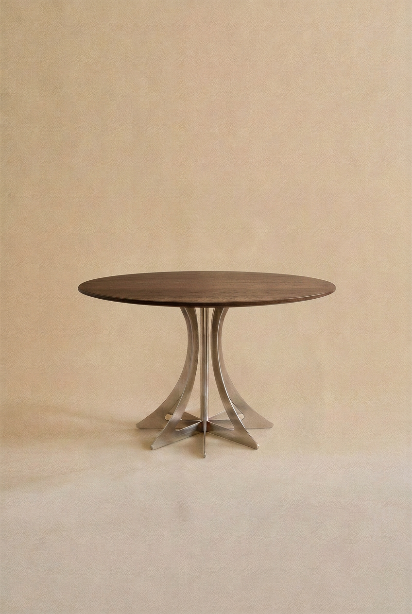 Fibonacci Table - Stainless Steel and Solid Wood ‚Äî Chêne chocolat
