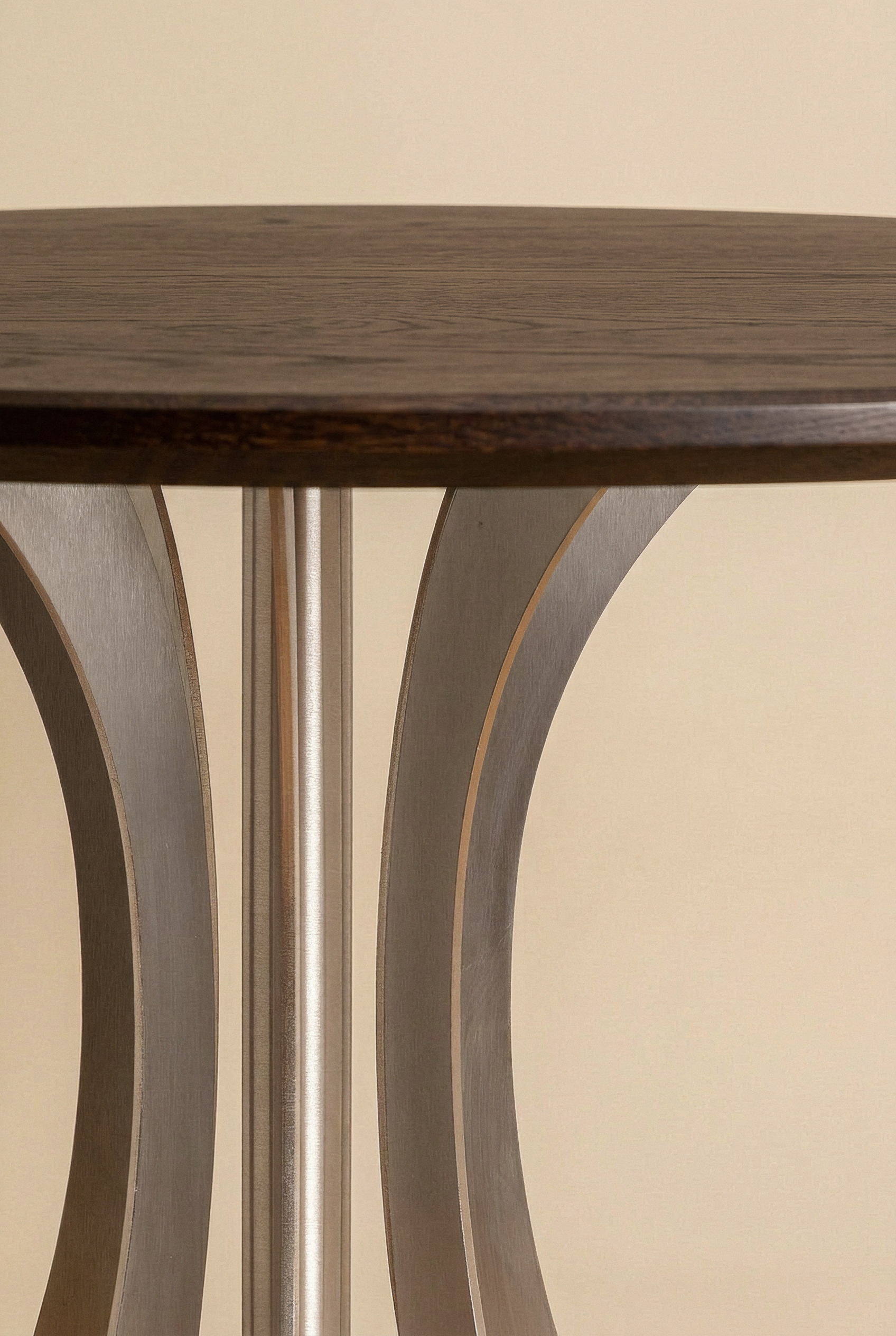 Fibonacci Table - Stainless Steel and Solid Wood