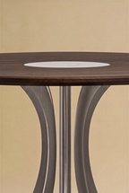 Fibonacci Table - Stainless Steel and Solid Wood with Marble Inlay