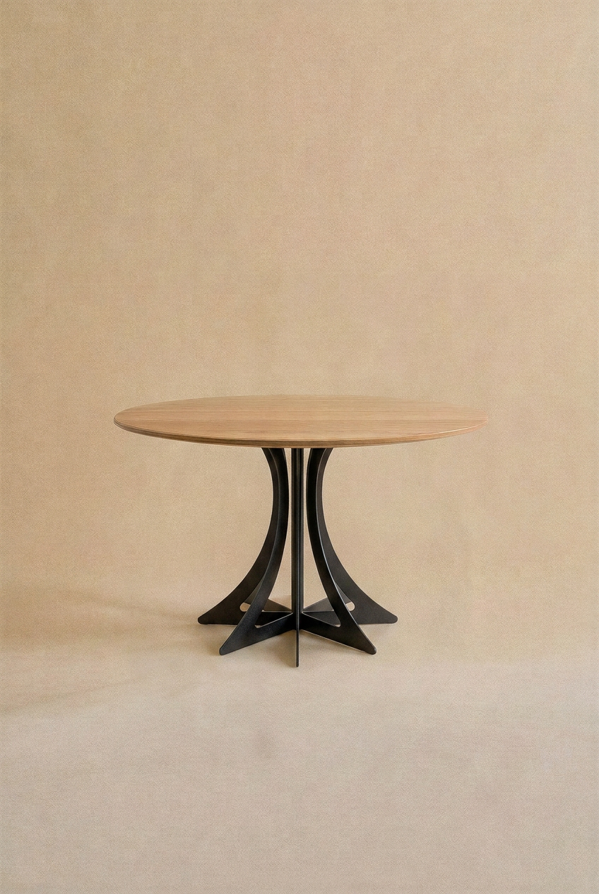 Fibonacci Table - Black steel and solid wood