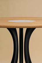 Fibonacci Table - Black steel and solid wood with Arabescato marble insert