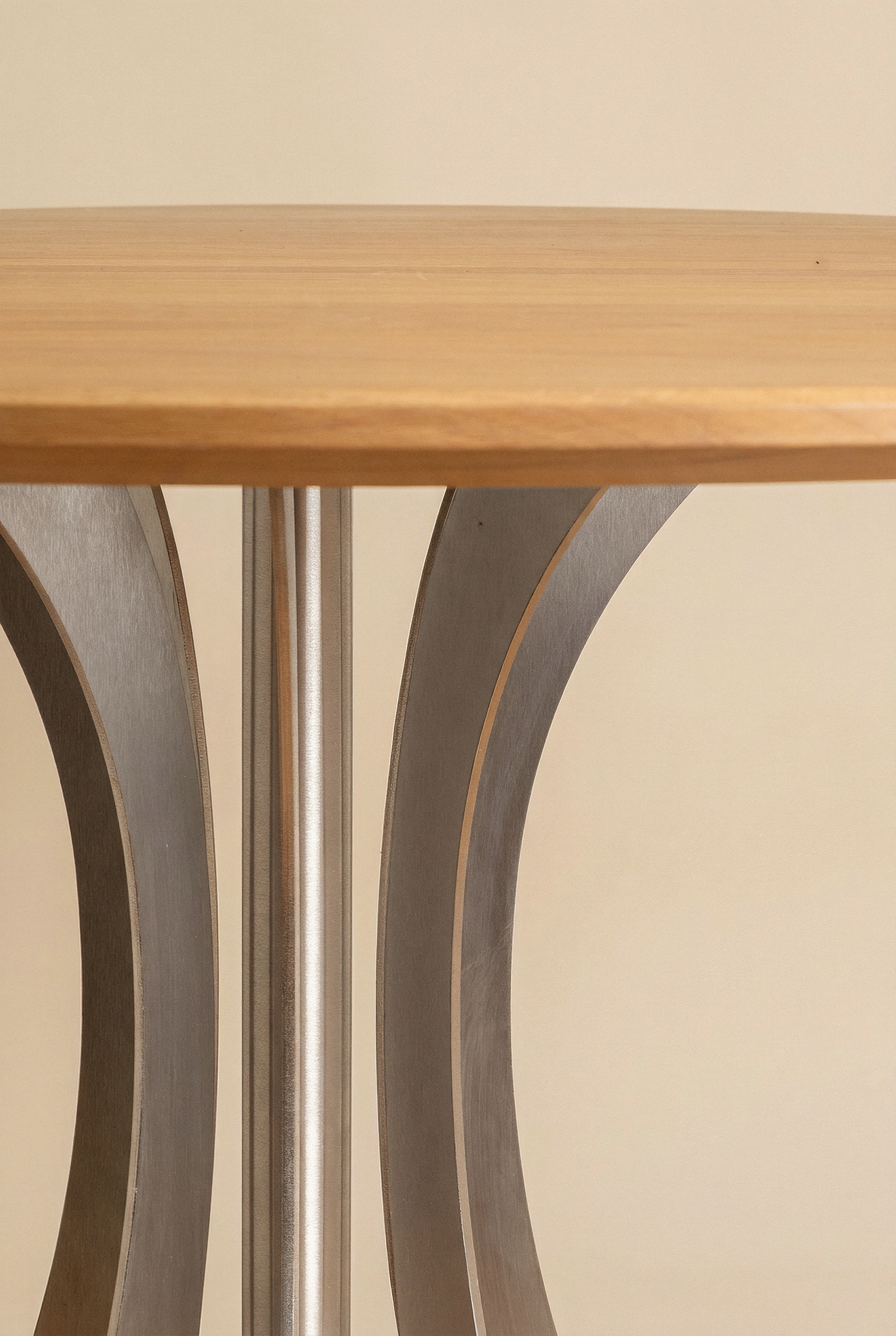 Fibonacci Table - Stainless Steel and Solid Wood