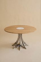 Fibonacci Table - Stainless Steel and Solid Wood with Marble Inlay