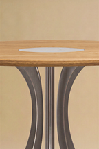 Fibonacci Table - Stainless Steel and Solid Wood with Marble Inlay